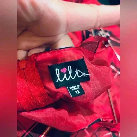 Holiday Red Plaid Dress Bolero Black Velour size 12 - Picture 4 of 7